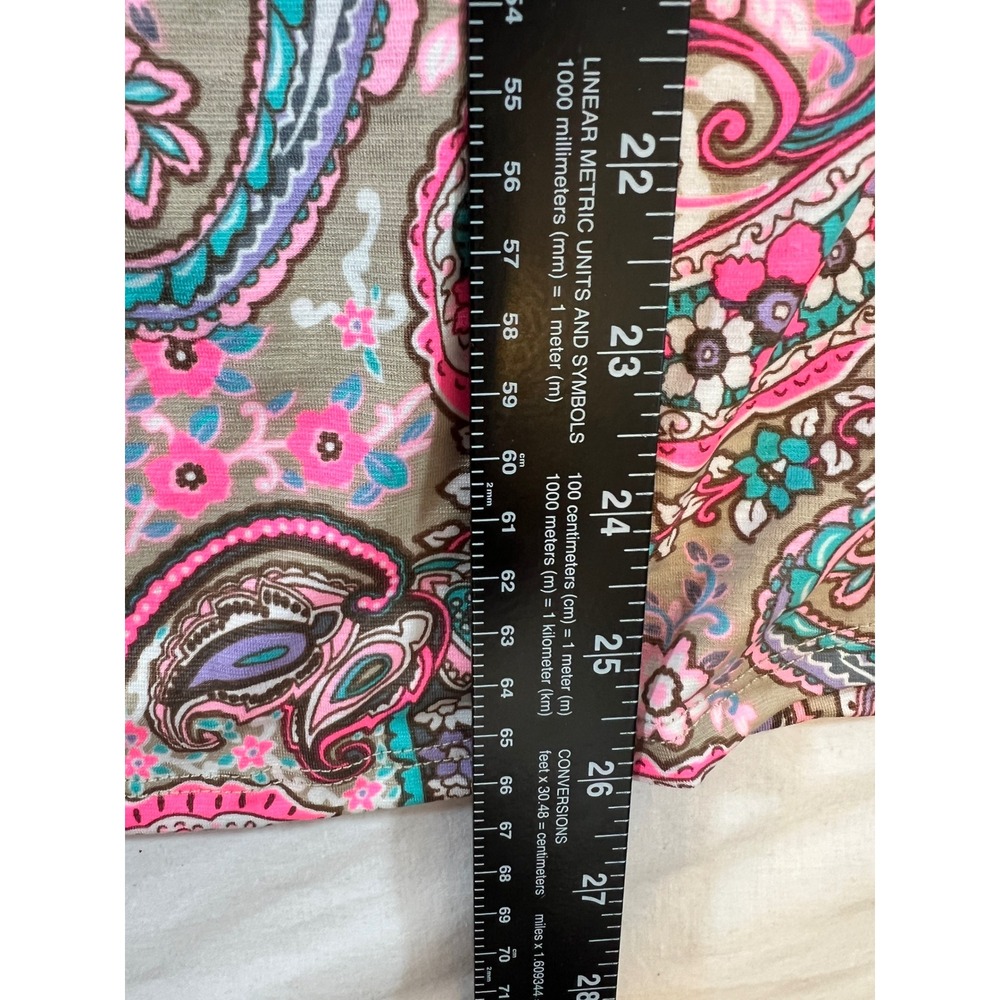 Dear Scarlett Paisley Print Tunic Top XL Pink Teal Short Sleeve LIZSS-C0045P - Picture 5 of 8